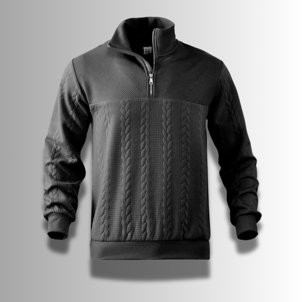 Comfortabele heren trui met ritskraag in merinowol, perfect voor elke gelegenheid en seizoen.