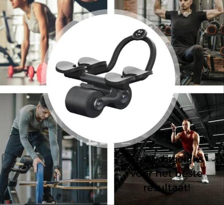 Krachtige abwheel buikspiertrainer CoreRoller Max. Train je core thuis met dit duurzame fitnessapparaat voor optimale resultaten.