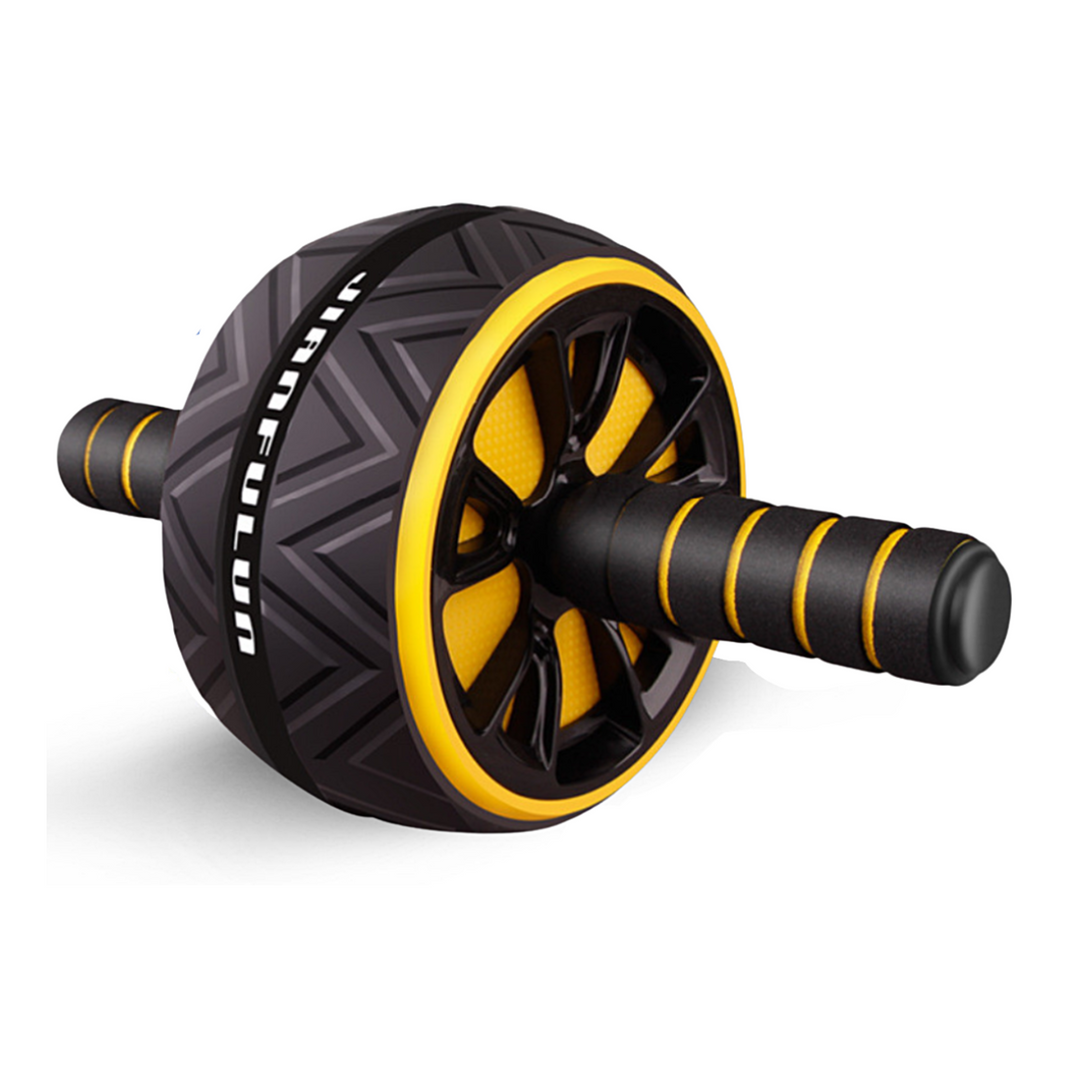Ergonomische ab roller met breed wiel en comfortabele handvatten voor veilige en effectieve buikspieroefeningen.