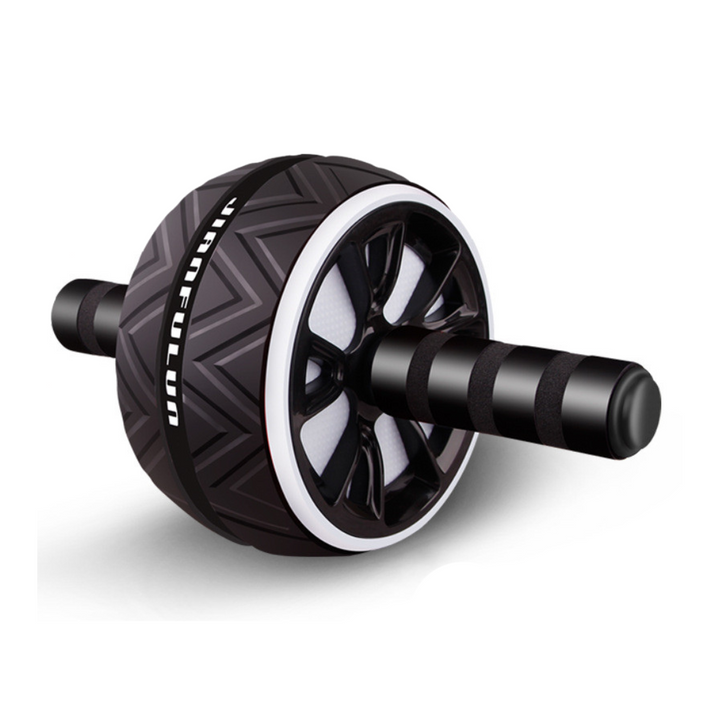 Ab roller met breed wiel, geschikt voor alle fitnessniveaus, verbetert buikspieren en core stabiliteit.