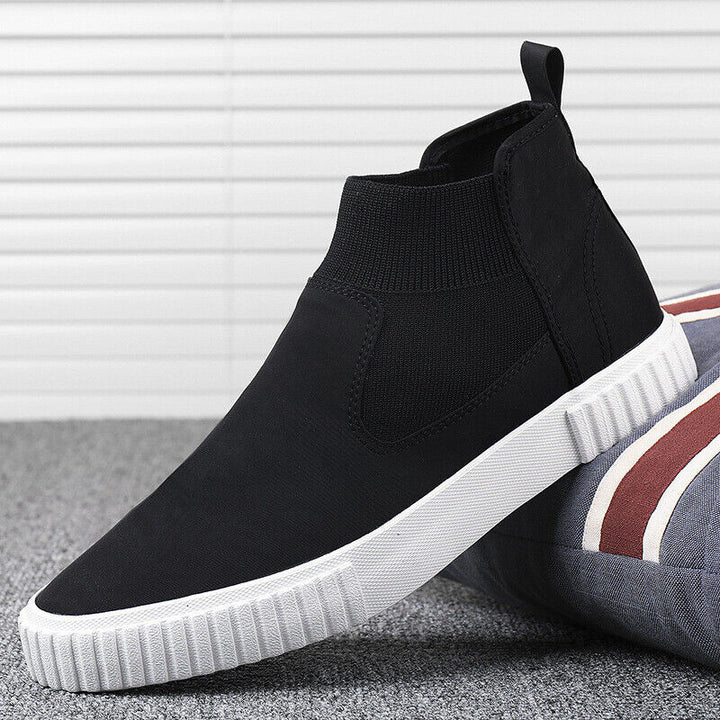 Comfortabele vrijetijdsschoenen Lennard; heren high-top canvas sneakers met gevulkaniseerde zool.