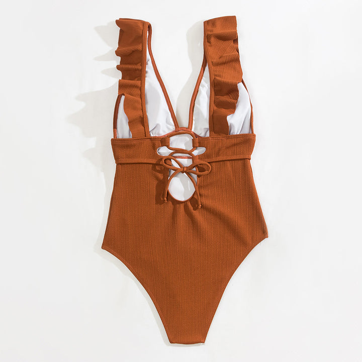 Trendy boho dames badpak, perfecte zwemkleding met speelse details voor een stijlvolle zomer look.