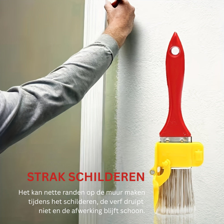 Innovatieve verfkwast met geïntegreerde verfstripper, ideaal voor precisie schilderwerk en snelle reiniging.