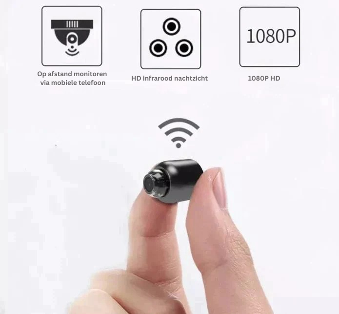 Mini HD draadloze bewakingscamera met nachtzicht, ideaal voor kinderbewaking of huisdierenmonitoring.