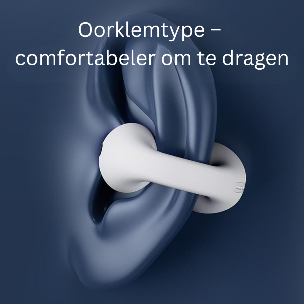 Witte draadloze botgeleiding oordopjes, ideaal voor dagelijks gebruik en handsfree bellen.