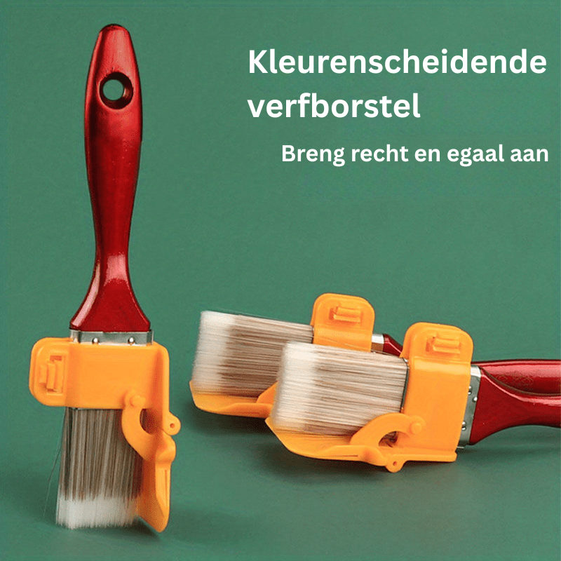 Duurzame verfkwast met verfstripper, essentieel voor professionele en doe-het-zelf schilderprojecten. In rood en blauw.