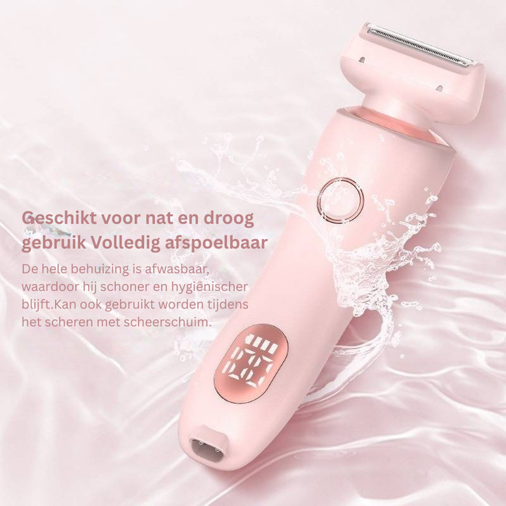 Waterdicht elektrisch scheerapparaat voor vrouwen, veilig nat en droog te gebruiken in de badkamer.