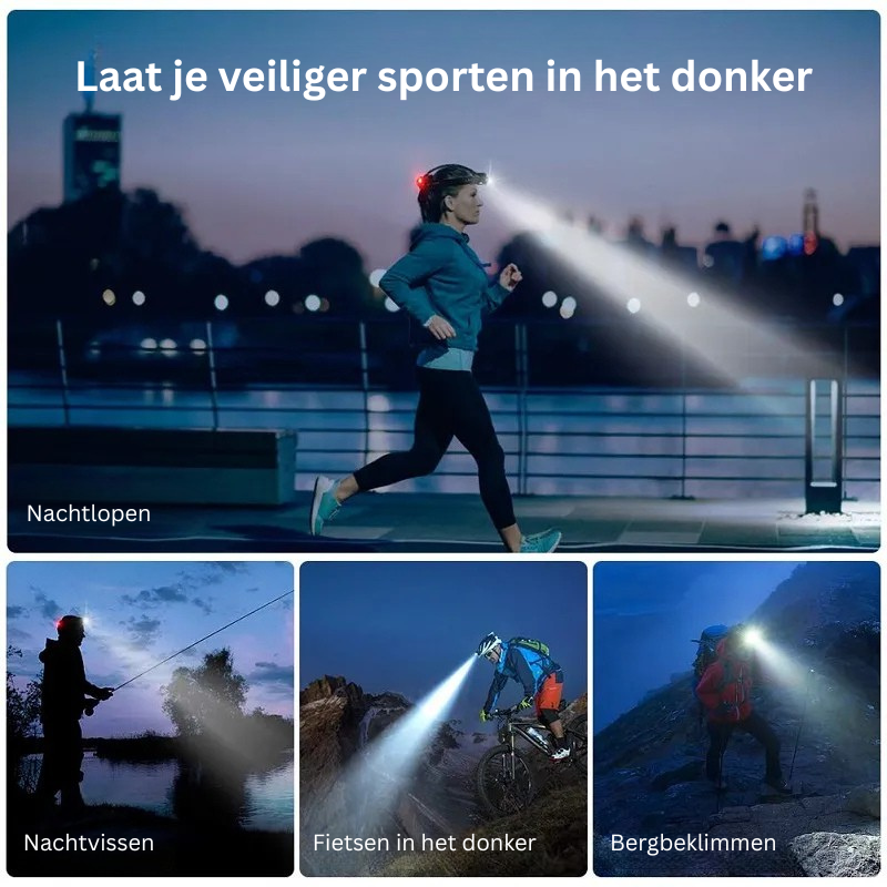 Robuuste LED hoofdlamp met zoom en heldere lichtstraal. Klaar voor elk outdoor avontuur. Waterdicht.