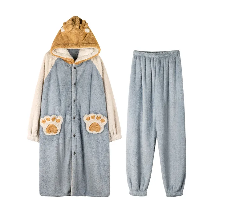 Ultiem comfort met deze heren flanellen hooded badjas set. Perfecte warme winterkleding voor ontspanning thuis.