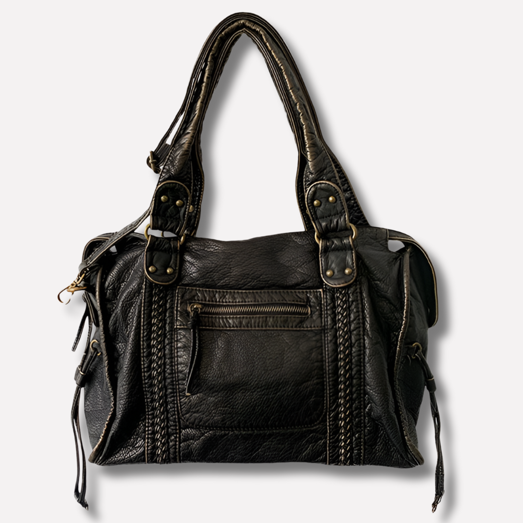 Stijlvolle zwarte crossbodytas voor dames, gemaakt van veganistisch leer. Perfect mode-item.