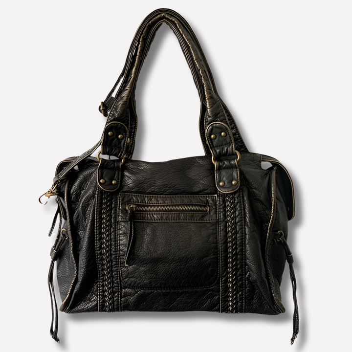 Stijlvolle zwarte crossbodytas voor dames, gemaakt van veganistisch leer. Perfect mode-item.