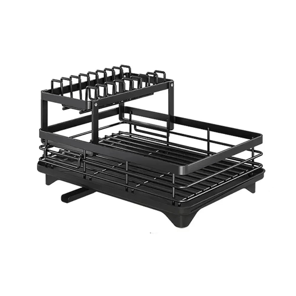 Keukenorganisatie met dit verstelbare RVS afwasrek. Compact, dubbellaags en ruimtebesparend design.