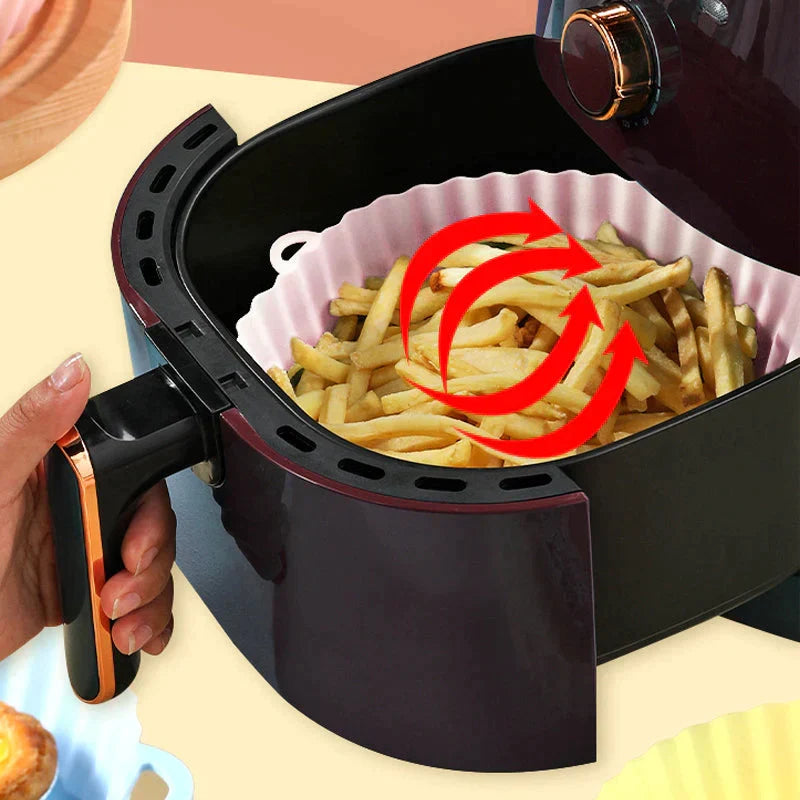 Duurzame siliconen airfryer vorm: Herbruikbaar, antiaanbak. Gezond koken & bakken met gemak in de frituurpan.