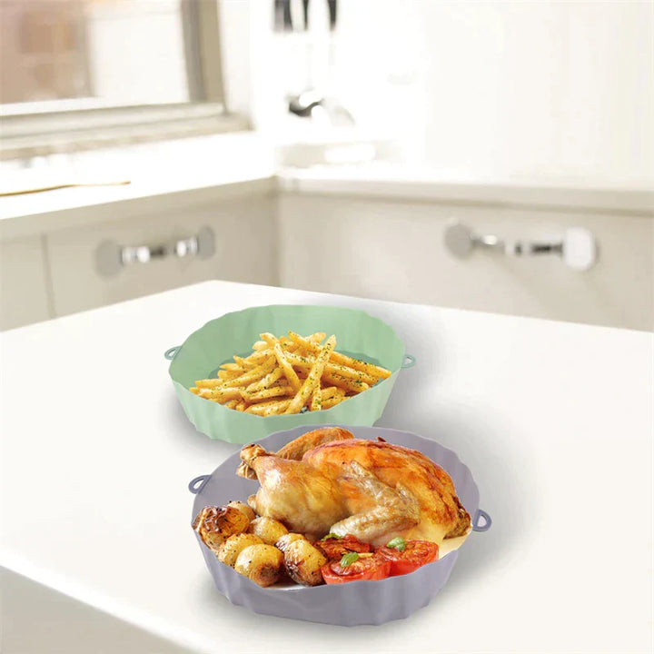 Vaatwasserbestendige siliconen airfryer vorm: Antiaanbak & herbruikbaar. Gemak in de keuken, perfecte kookhulp.