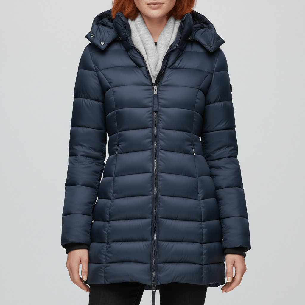Zwarte Sofia dames winterjas, warm en stijlvol, perfect voor koude dagen.