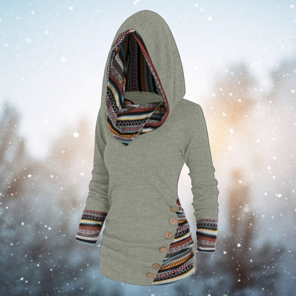 Stijlvolle Naïma dames trui, modieus geometrisch tribaal patroon dat flair toevoegt aan elke casual outfit.
