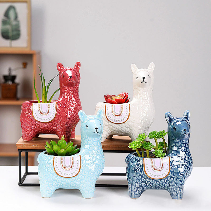Stijlvolle alpaca bloempot voor binnen, van porselein, verrijkt uw interieur.