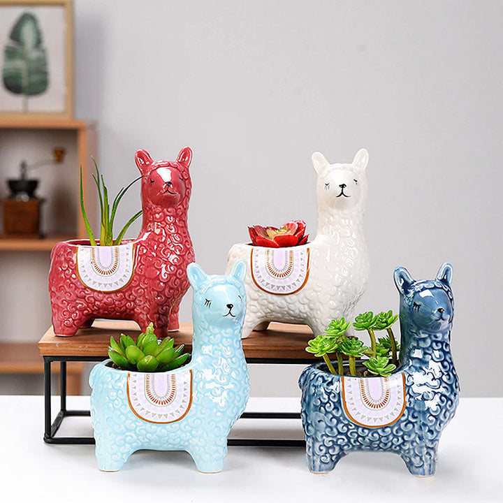 Stijlvolle alpaca bloempot voor binnen, van porselein, verrijkt uw interieur.