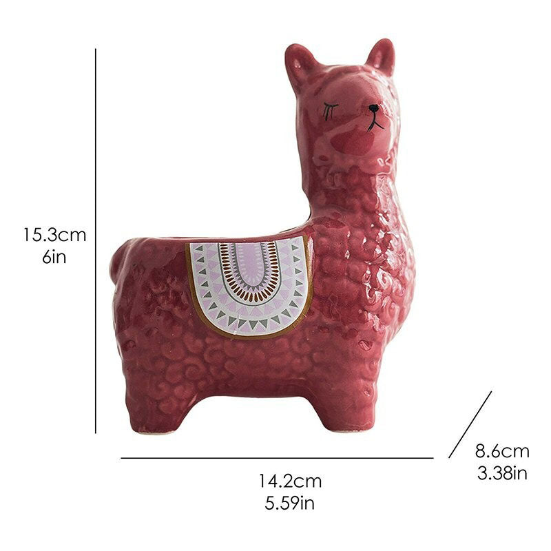 Vrolijke alpaca bloempot, perfect als interieur decoratie met plant.