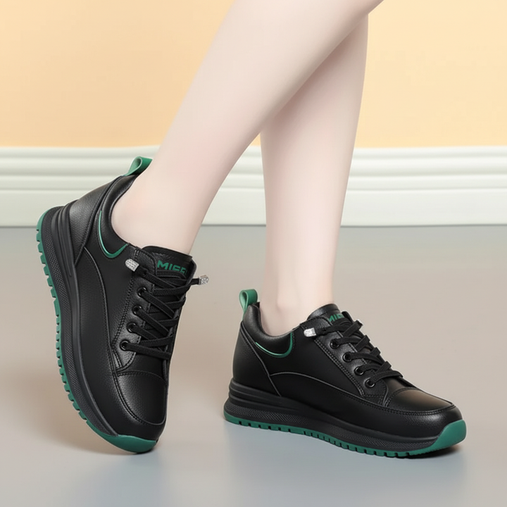 Stevige zwarte antislip werkschoenen voor dames, met veilige gripzool voor stabiliteit en comfort de hele dag.