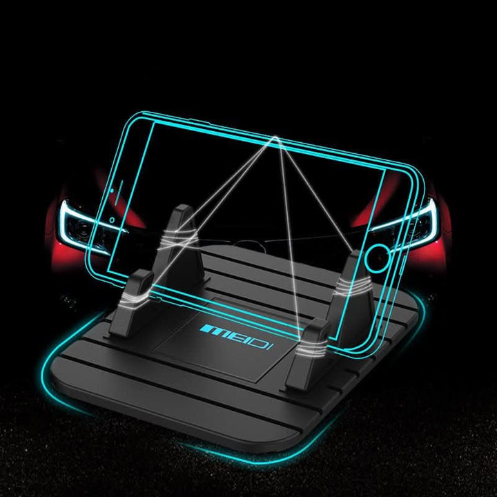 Compacte GripMate antislip telefoonhouder, eenvoudig op dashboard te plaatsen voor stabiele smartphone grip.
