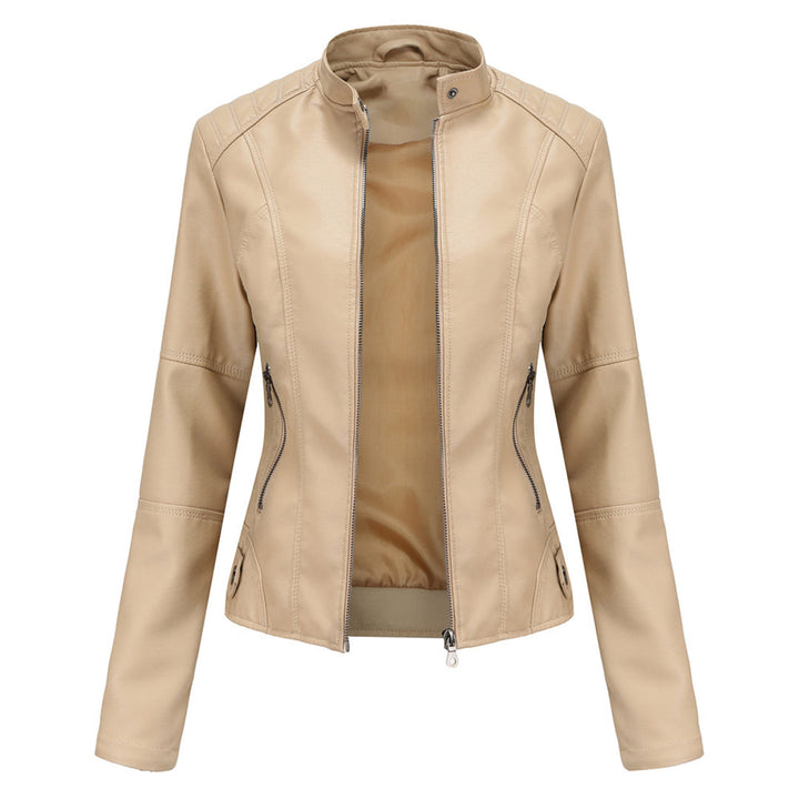 Modern damesjack van PU-leer, asymmetrische rits, geschikt voor lente en herfst, geeft een stoere look.