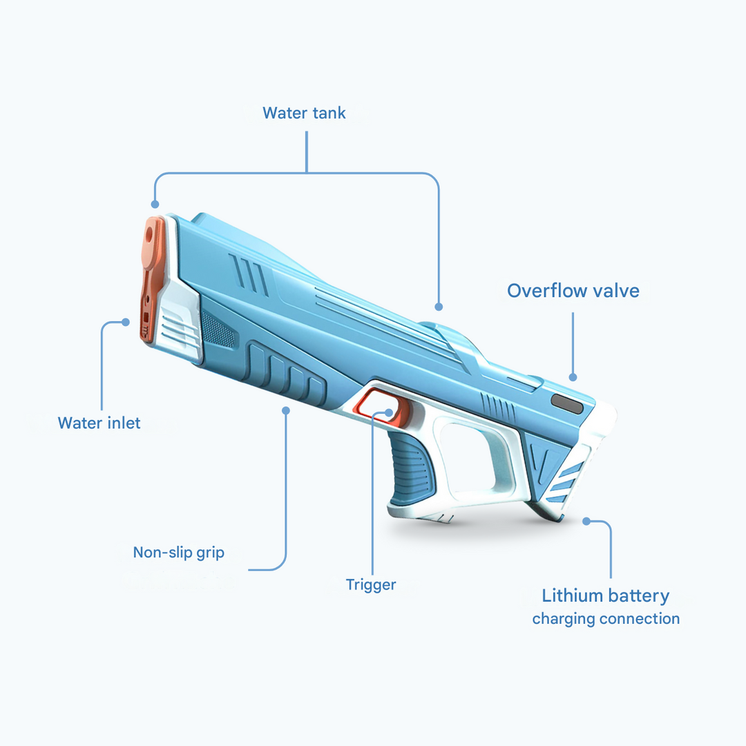 Ideaal cadeau: elektrisch waterpistool met accu voor eindeloos zomer speelplezier, jong en oud.