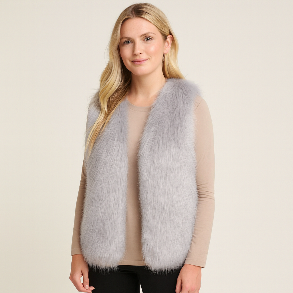 Warm en stijlvol dames gilet met bontlook, het Tahlia model voor winterse elegantie en comfort.