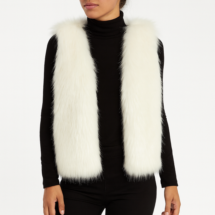Chique bontlook gilet voor dames, Tahlia model, ideaal als warm en modieus laagje in de winter.