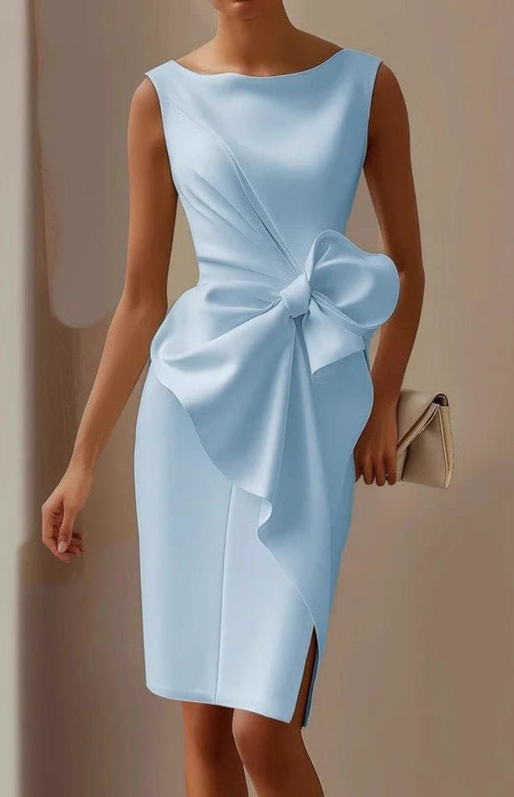 Formele cocktailjurk voor dames. Stijlvolle Stephanie jurk met strik en getailleerd silhouet.
