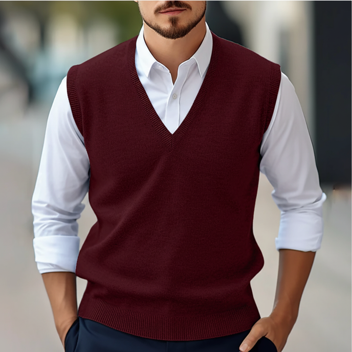 Heren mouwloos gebreid katoenen gilet, stijlvol en comfortabel, ideaal voor een complete look.