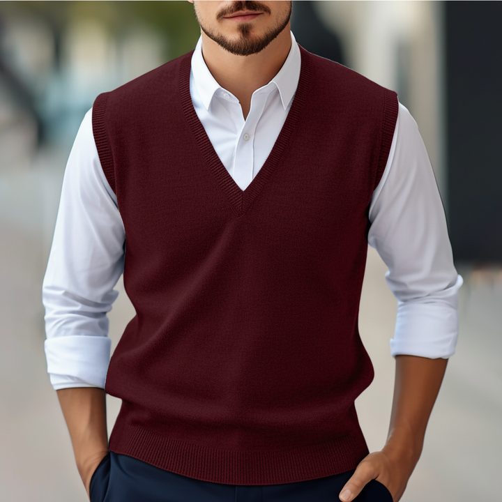 Stijlvol heren gilet, gebreid en mouwloos, perfect als extra laagje voor een zakelijke of casual outfit.