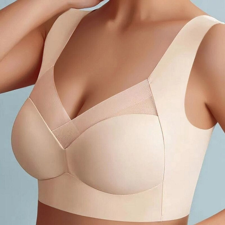 Ademende, naadloze bh van polyamide/elastisch materiaal; zacht en comfortabel voor dames.
