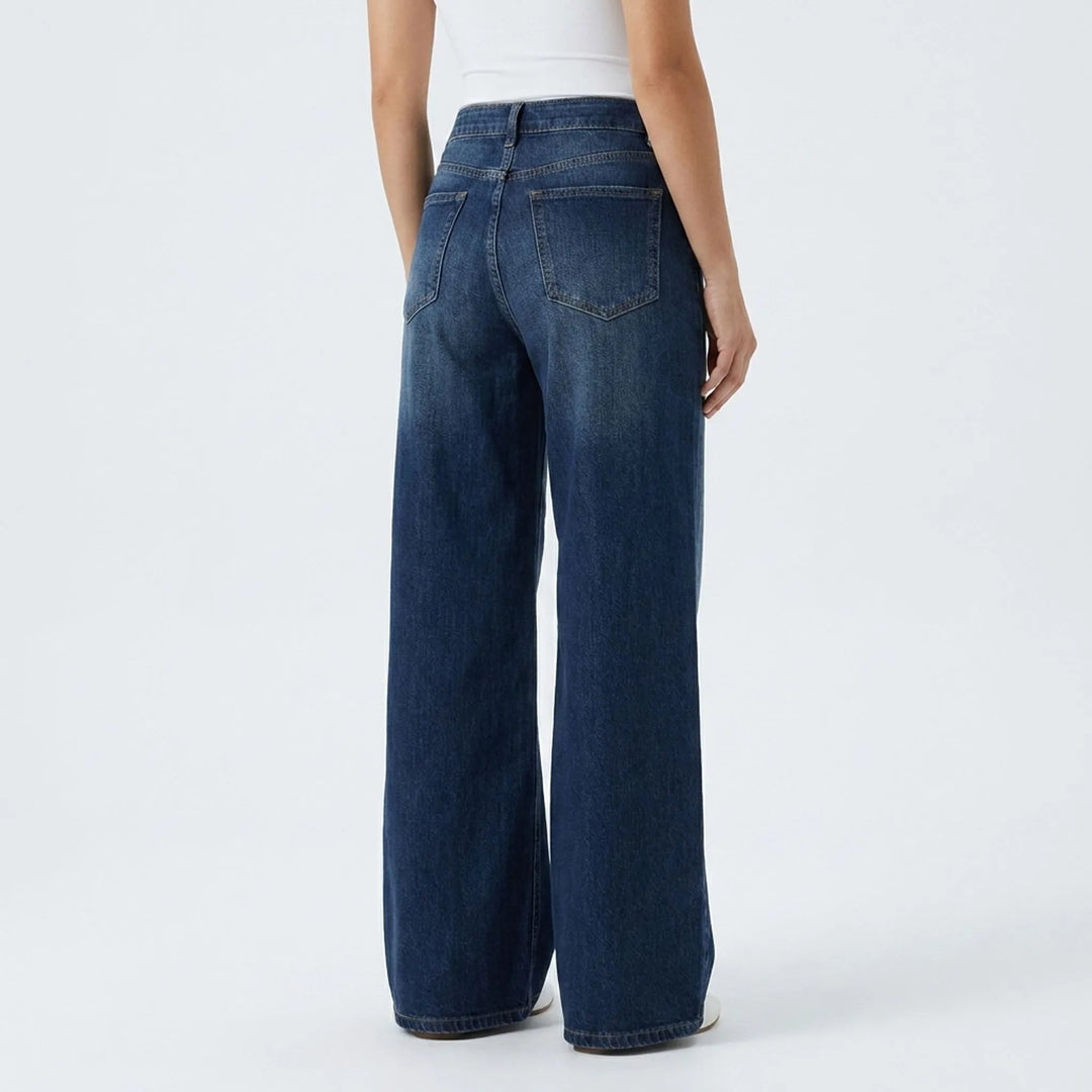 Comfortabele dames spijkerbroek met wijde pijpen en hoge taille, perfect voor een modieuze look.