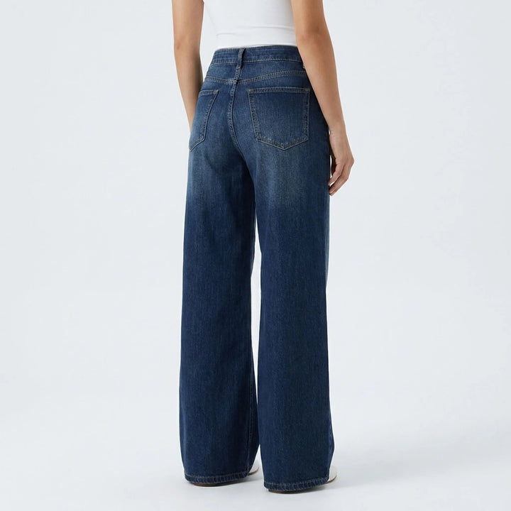 Comfortabele dames spijkerbroek met wijde pijpen en hoge taille, perfect voor een modieuze look.