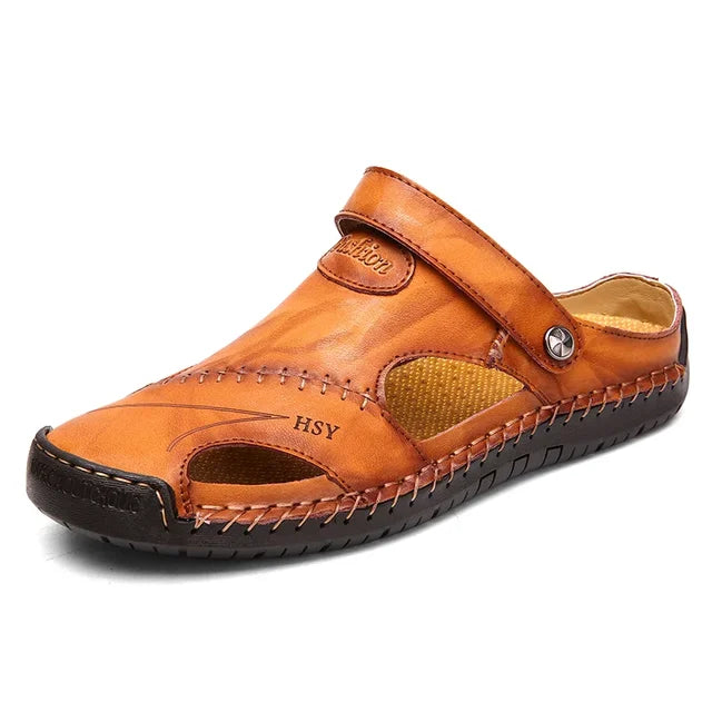 Ademende heren sandaal Jake met gesloten teen, perfect voor frisse voeten en bescherming.