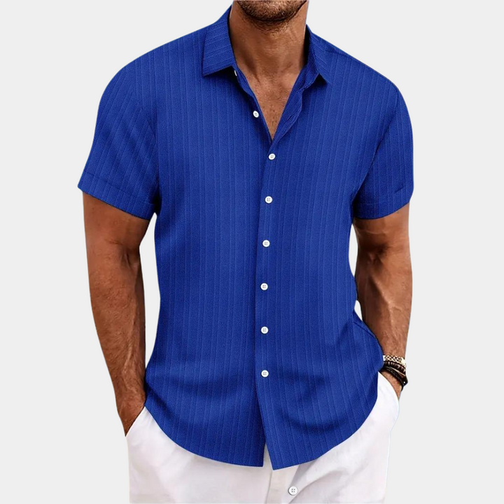 Modern stijlvol herenoverhemd met korte mouwen. Regular fit casual overhemd, perfecte bovenkleding voor zomer en lente.