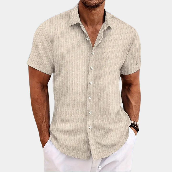 Casual herenoverhemd met korte mouw, perfect voor zomer en lente. Stijlvolle mannen bovenkleding, regular fit.