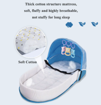 Veilig en comfortabel draagbaar babybedje voor pasgeborenen, perfect voor thuis en op reis.
