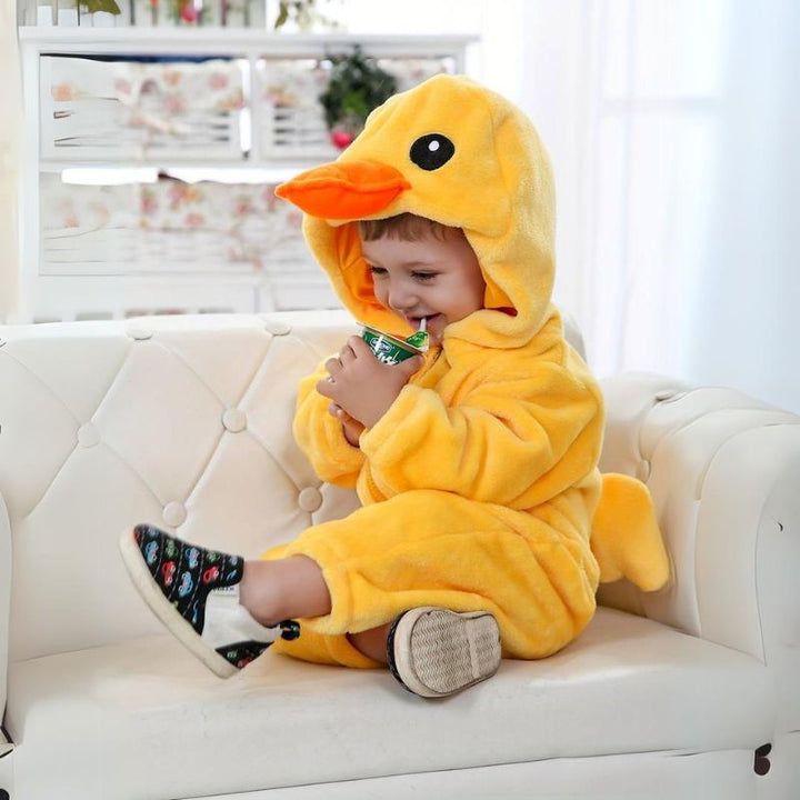 Zachte en comfortabele dierenoverall voor baby's, warme winterkleding met schattige dierenprint.