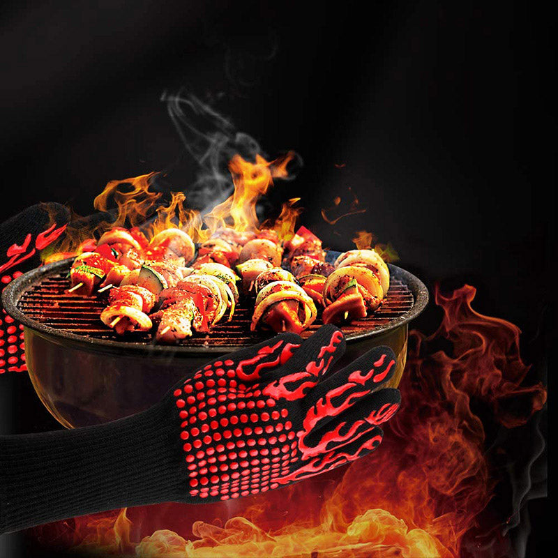 Duurzame BBQ handschoenen voor grillen, koken en bakken; beschermt handen tegen hitte.