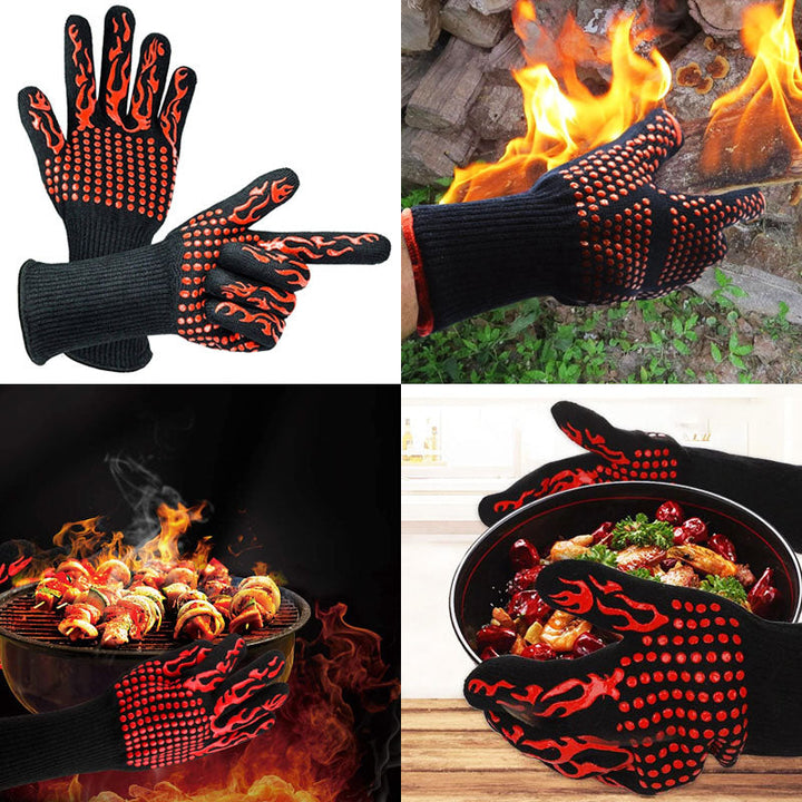 Set unisex BBQ handschoenen, hittebestendig en duurzaam, voor comfortabel en veilig grillen.