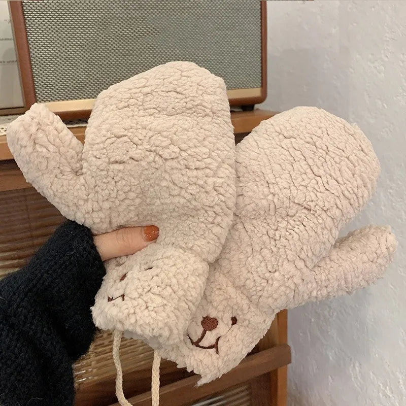 Pluche teddy wanten dames, heerlijk zacht en warm. Ideaal voor de koude wintermaanden.