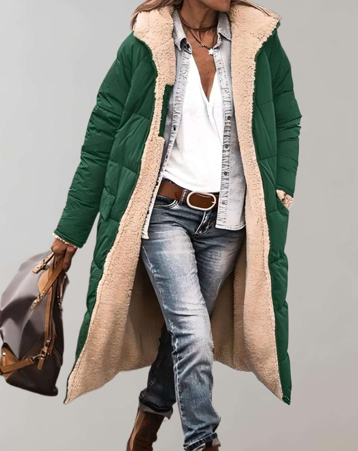 Comfortabele en warme dames wintertrenchcoat, elegante lange jas voor de koude wintermaanden.