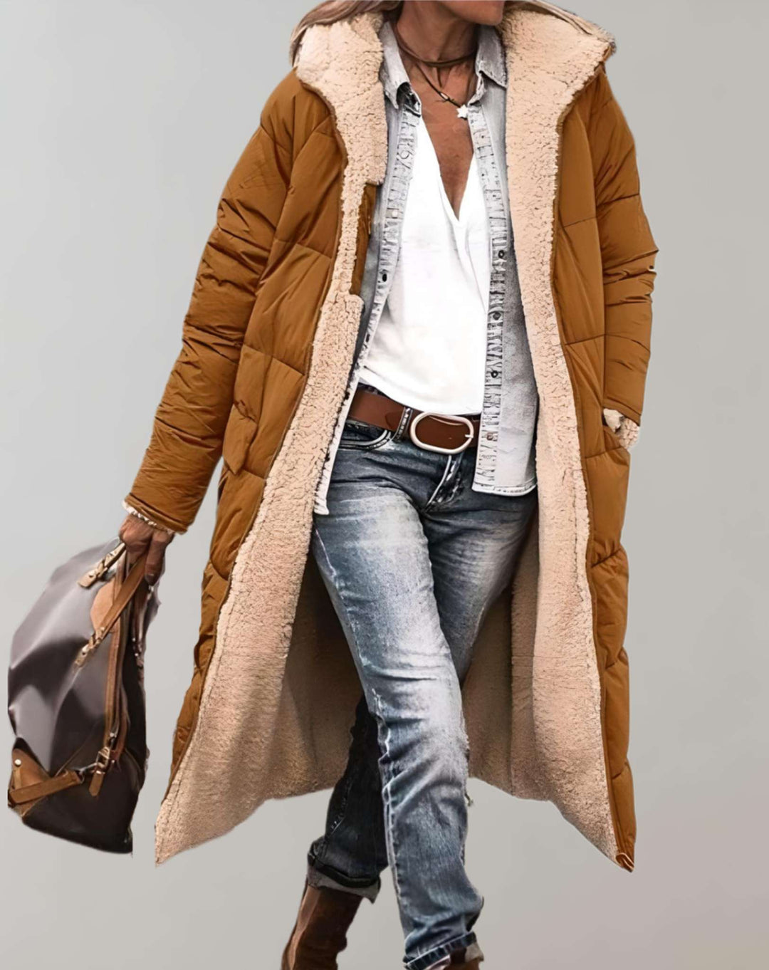 Elegante dames wintertrenchcoat, warm en stijlvol, perfect voor koude dagen. Nieuwe collectie lange winterjas.