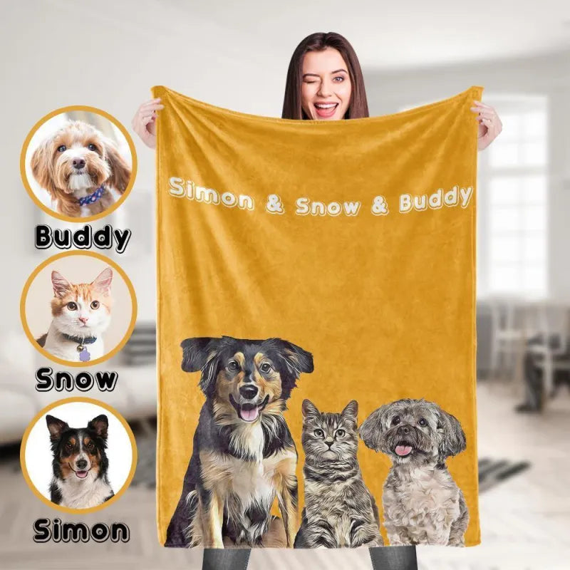 Mooi katten plaid, gepersonaliseerd met foto van je huisdier. Een warm en uniek fotodeken als cadeau-idee.
