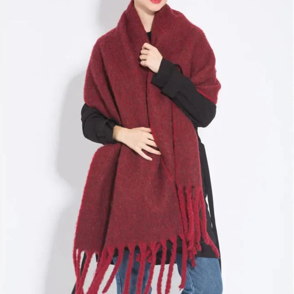 Elegante dames wintersjaal van luxe kasjmier, effen design, perfecte mode accessoire.