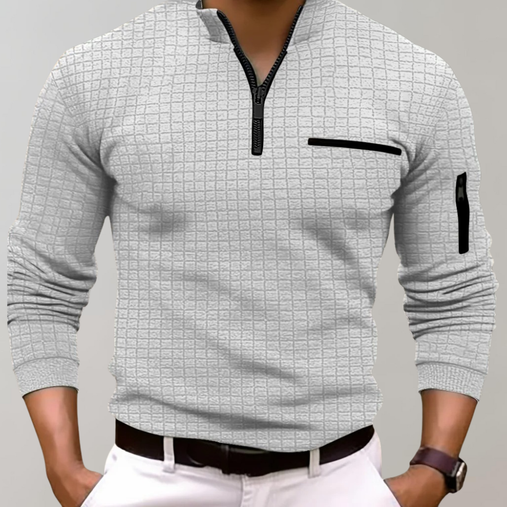 Casual herenpolo Jasper met lange mouwen, een veelzijdige en stijlvolle toevoeging aan je garderobe.