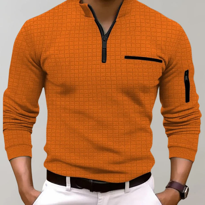 Stijlvolle heren polo van Hoymans met ritskraag, veelzijdig voor sportief of moderne casual outfit.