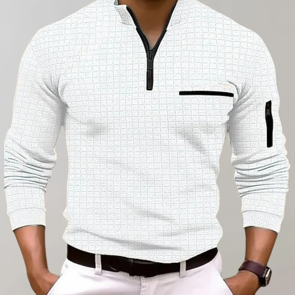 Comfortabele Hoymans heren polo met ritskraag, ideaal voor lente en herfst casual mode.